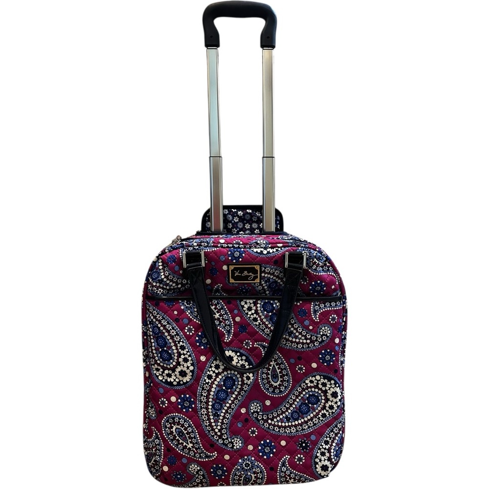 Vera Bradley Rolling Carry On Suitcase Paisley Boysenberry 18” w/ Wheels